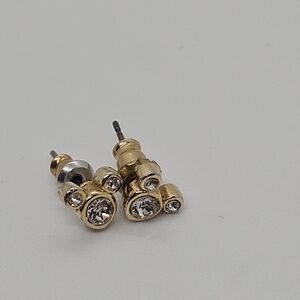 Disney Mickey head gold tone crystal stud earrings